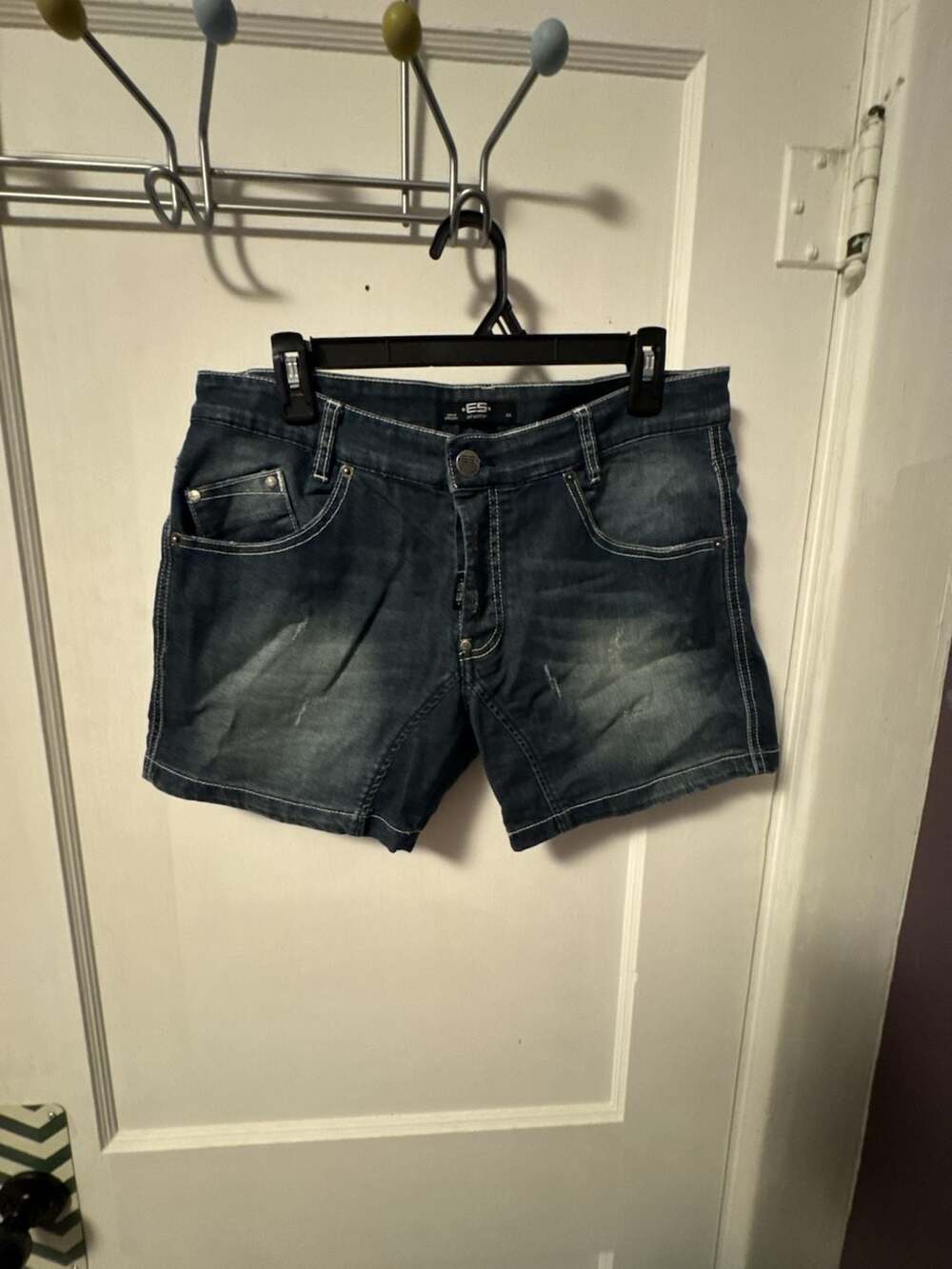 ES Collection Born in Barcelona Button-Fly Distressed Denim Shorts